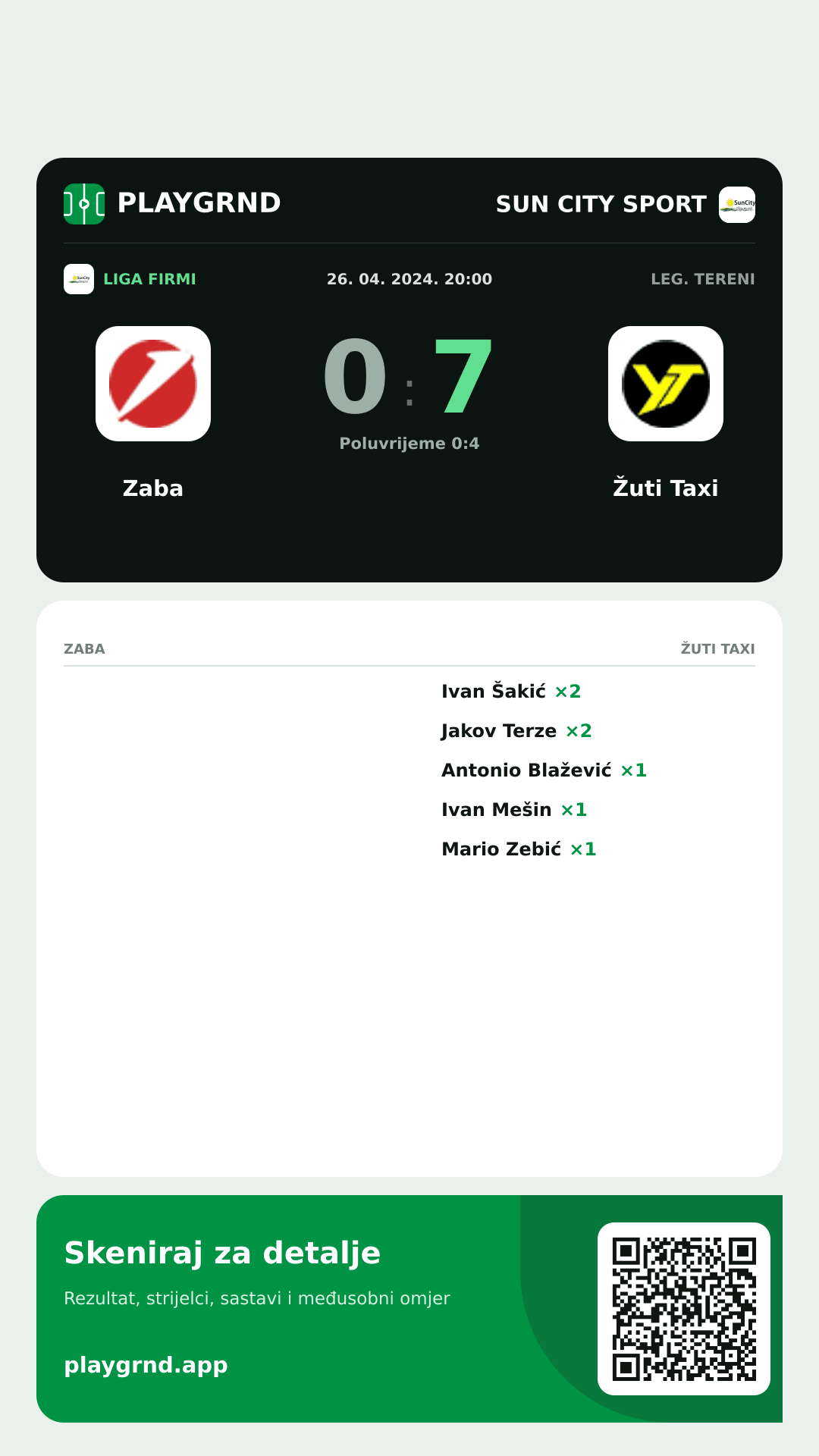 Story slika: Zaba 0:7 Žuti Taxi