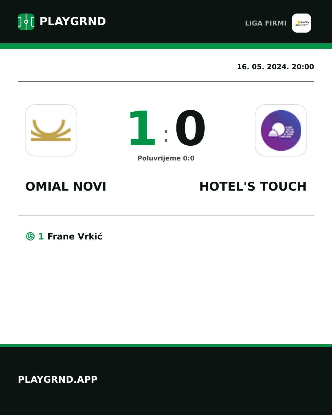 Instagram slika: Omial Novi 1:0 Hotel's Touch
