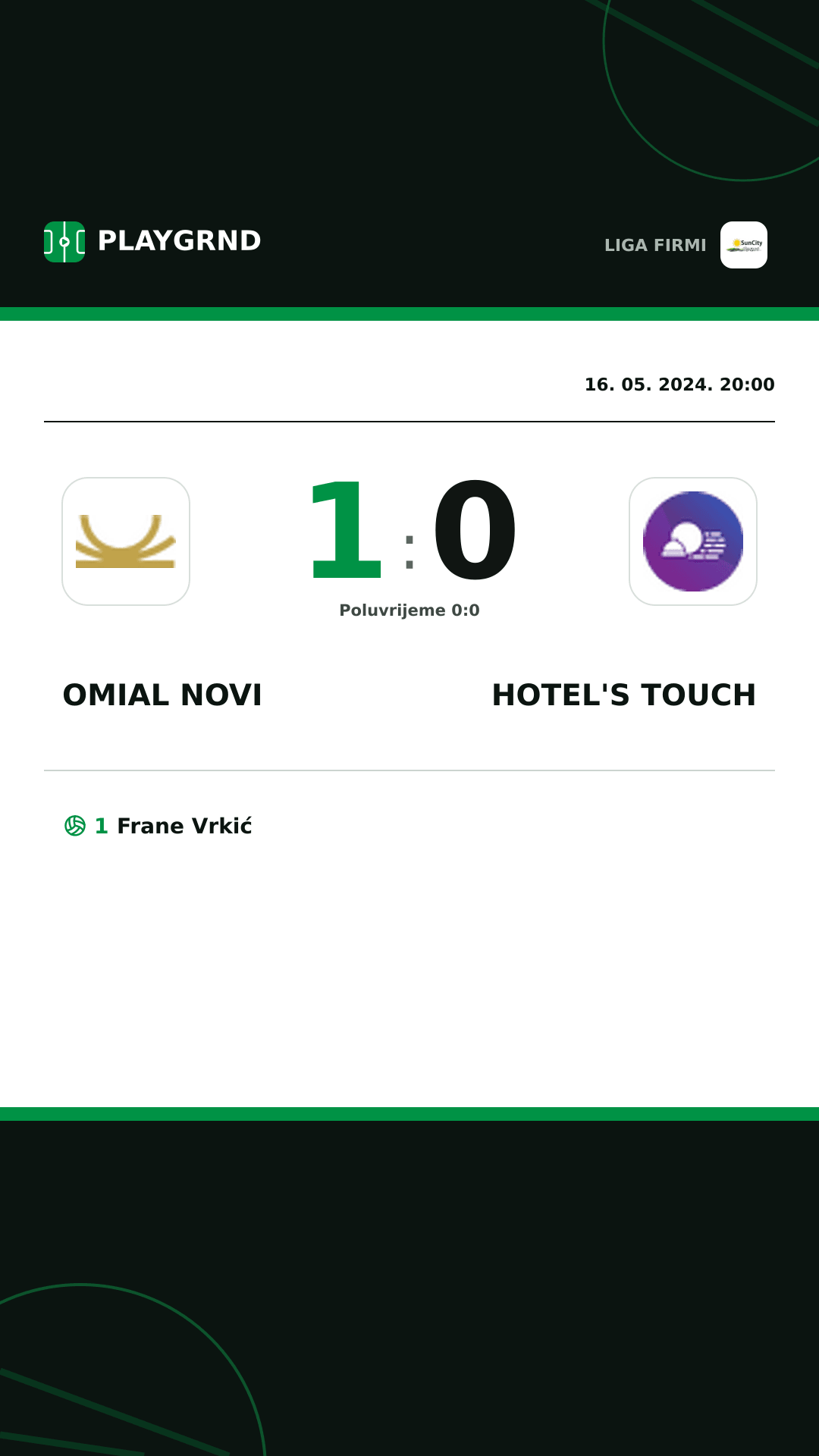 Instagram slika: Omial Novi 1:0 Hotel's Touch