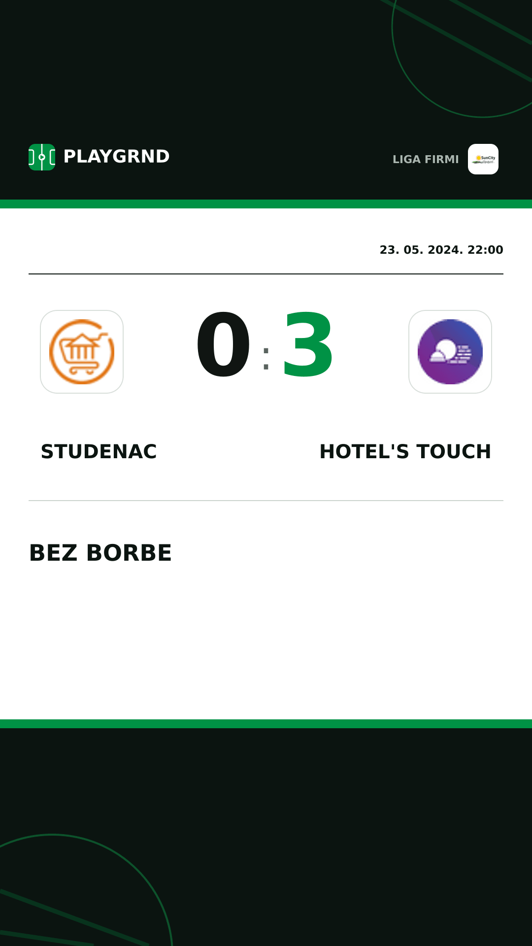 Instagram slika: Studenac 0:3 Hotel's Touch