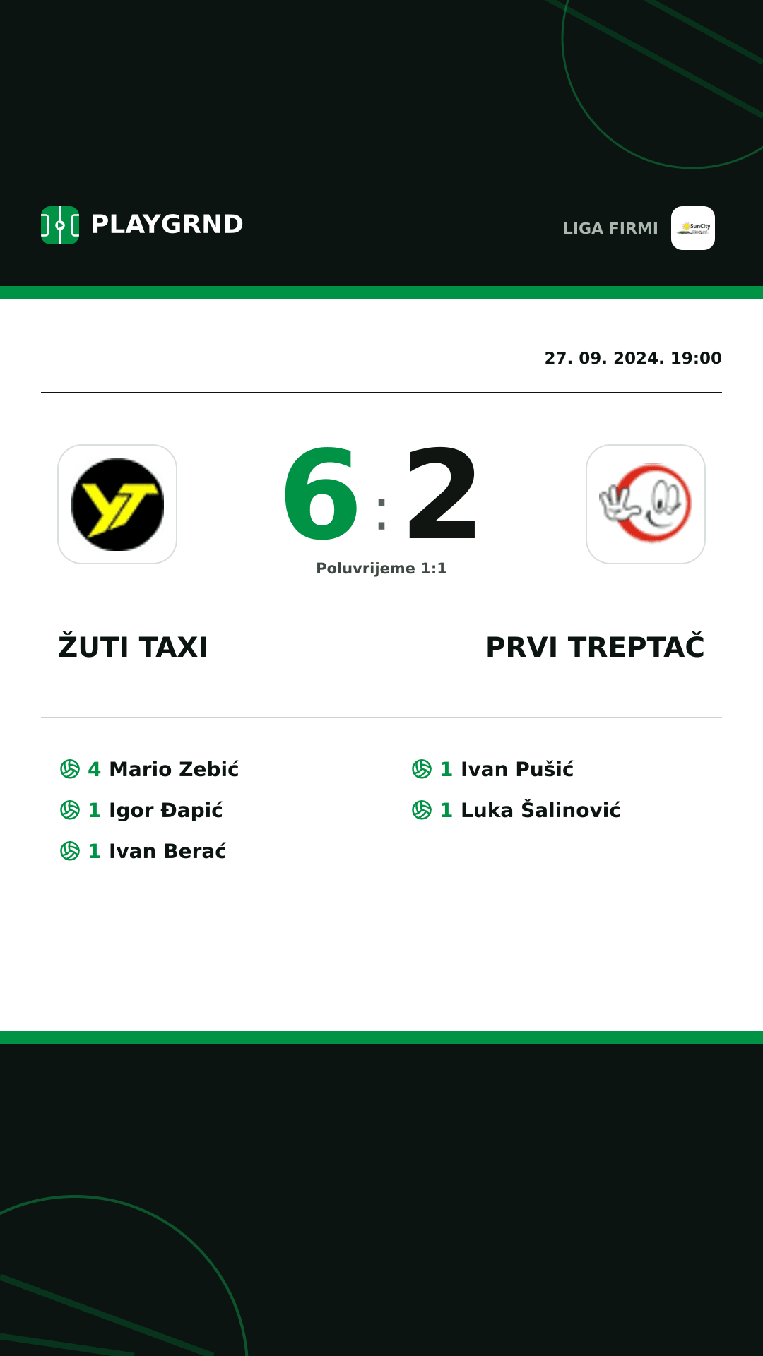 Instagram slika: Žuti Taxi 6:2 Prvi Treptač