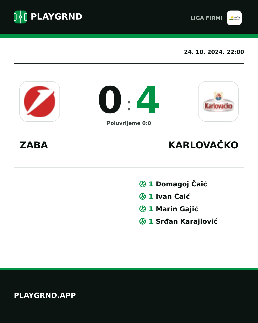 Instagram slika: Zaba 0:4 Karlovačko