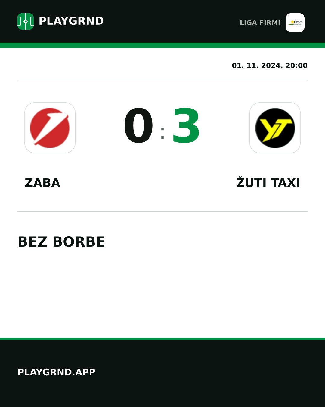 Instagram slika: Zaba 0:3 Žuti Taxi