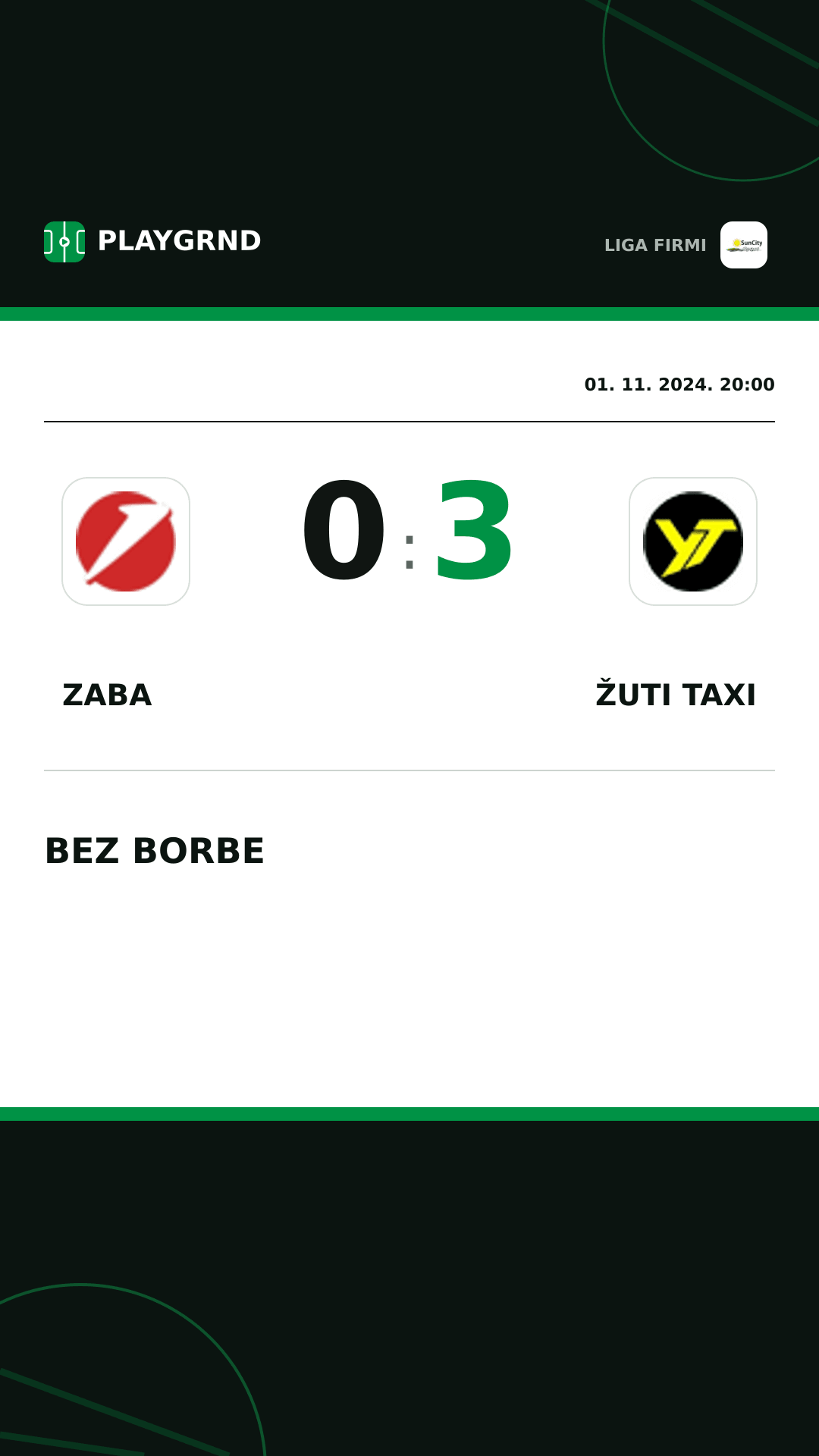 Instagram slika: Zaba 0:3 Žuti Taxi