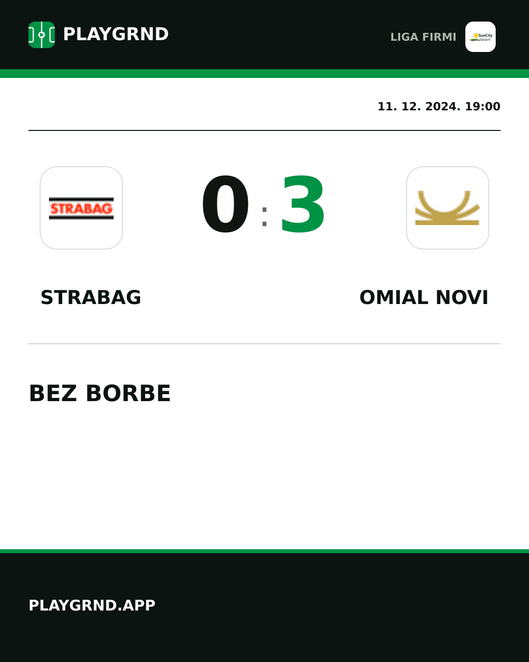 Instagram slika: Strabag 0:3 Omial Novi