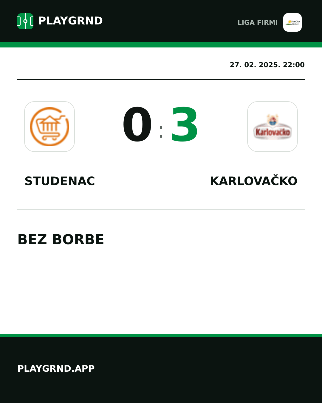 Instagram slika: Studenac 0:3 Karlovačko