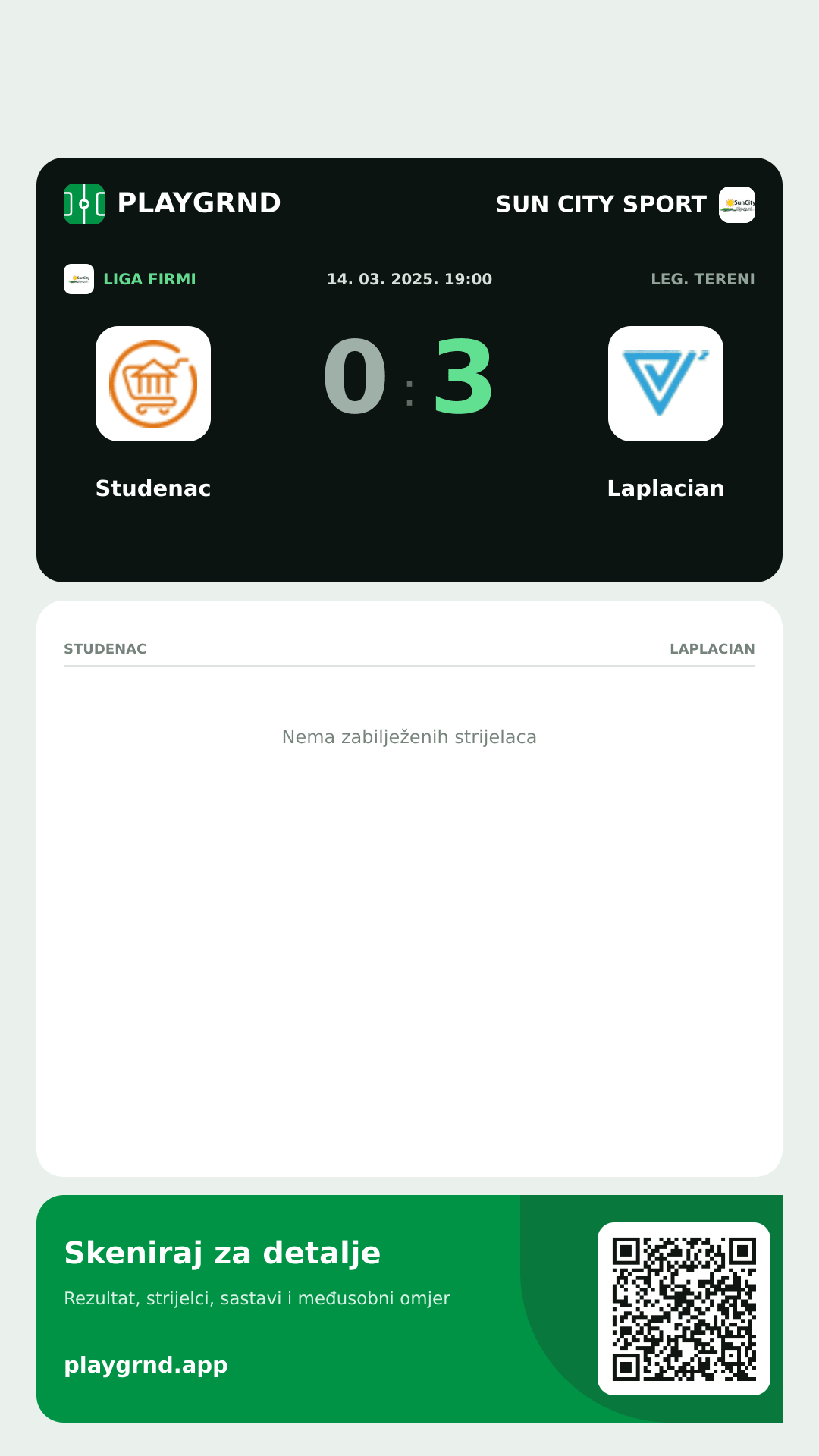 Story slika: Studenac 0:3 Laplacian