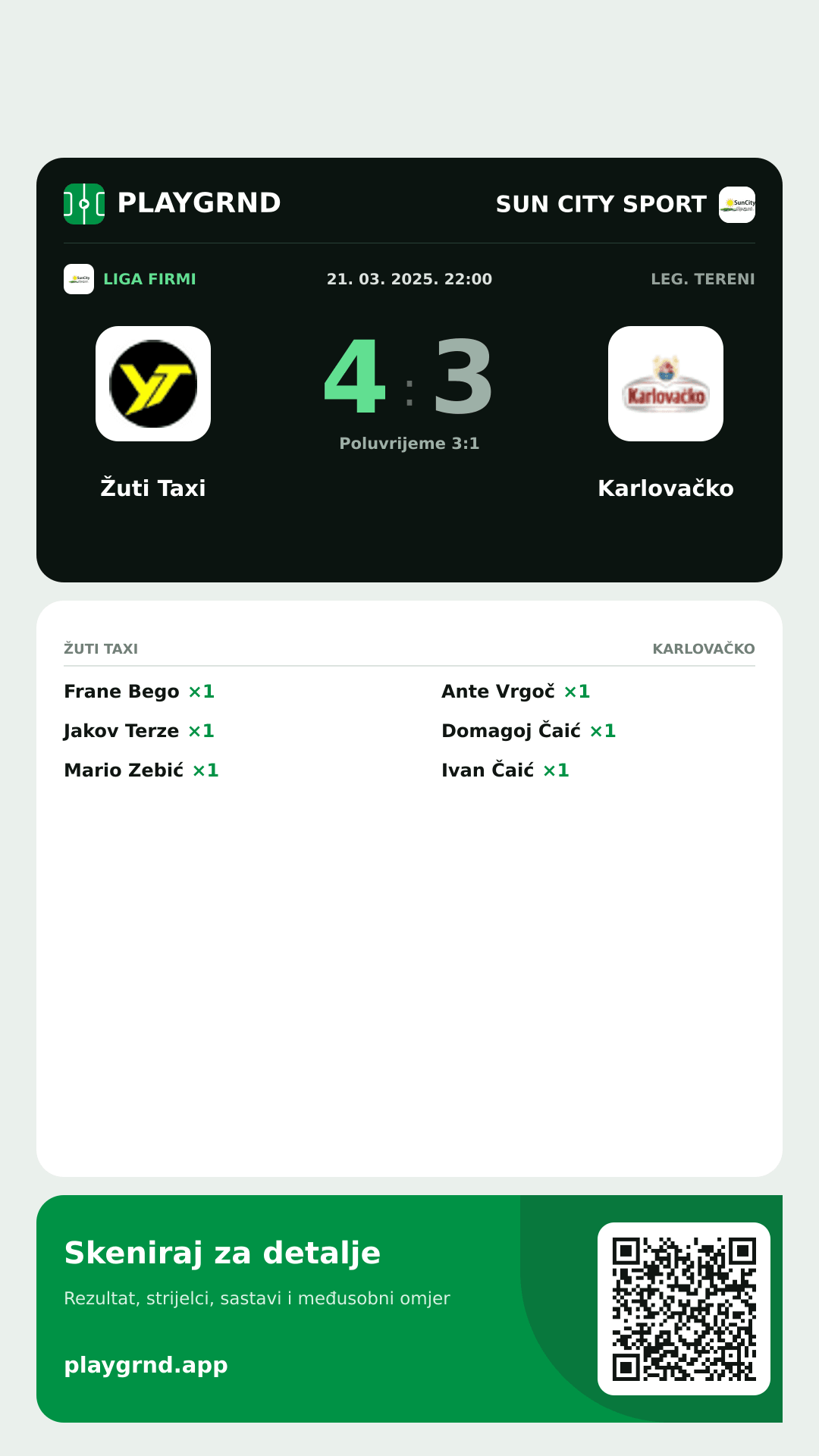 Story slika: Žuti Taxi 4:3 Karlovačko