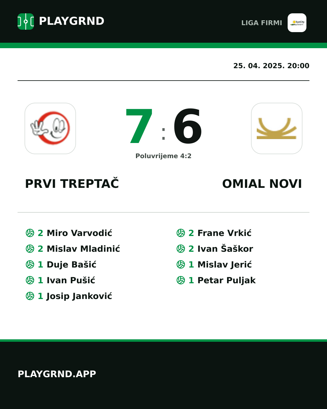 Instagram slika: Prvi Treptač 7:6 Omial Novi