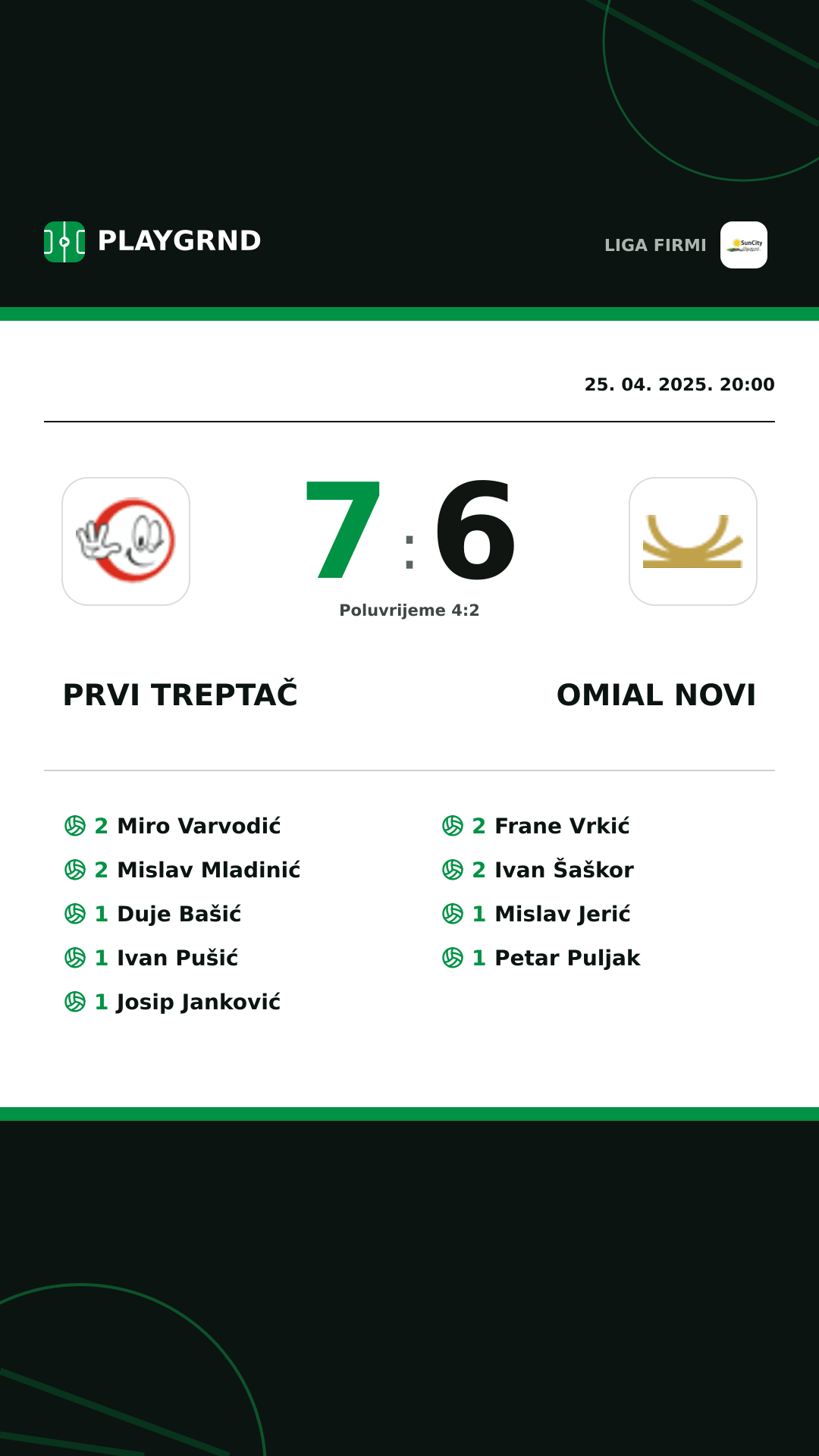 Instagram slika: Prvi Treptač 7:6 Omial Novi