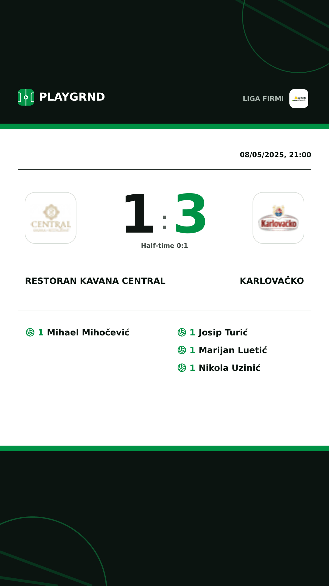 Instagram artwork: Restoran Kavana Central 1:3 Karlovačko