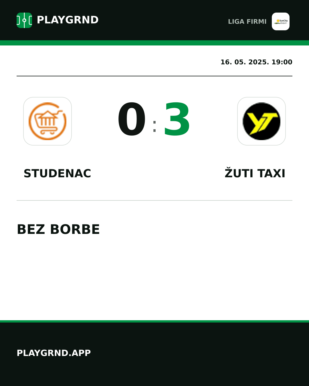 Instagram slika: Studenac 0:3 Žuti Taxi
