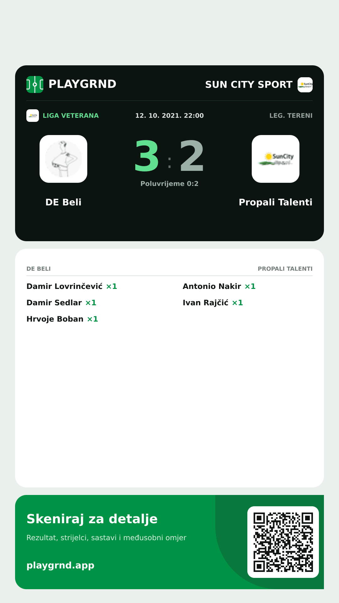 Story slika: DE Beli 3:2 Propali Talenti