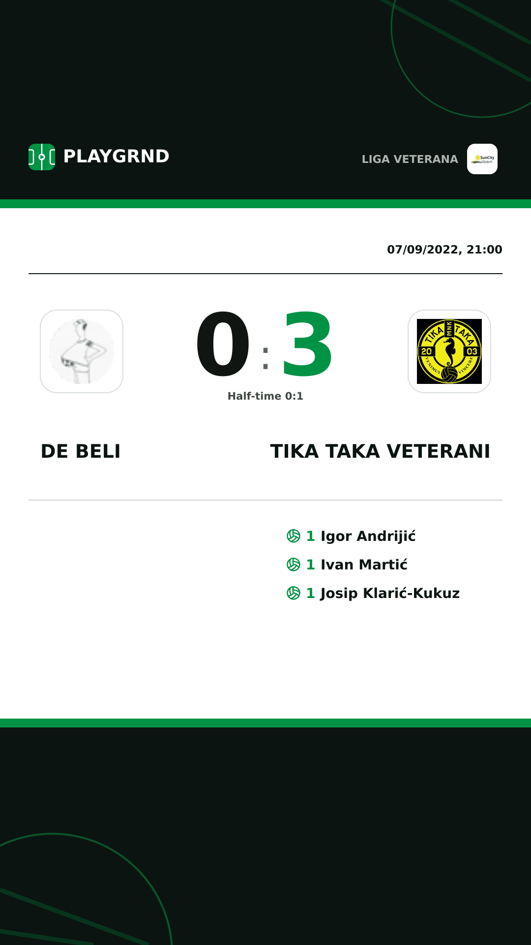 Instagram artwork: DE Beli 0:3 Tika Taka Veterani