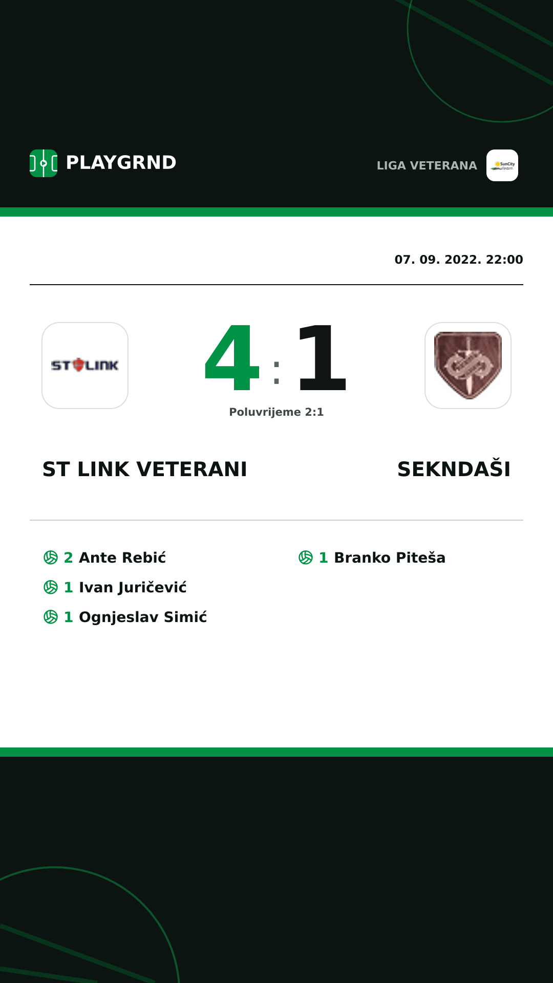 Instagram slika: ST Link Veterani 4:1 Sekndaši