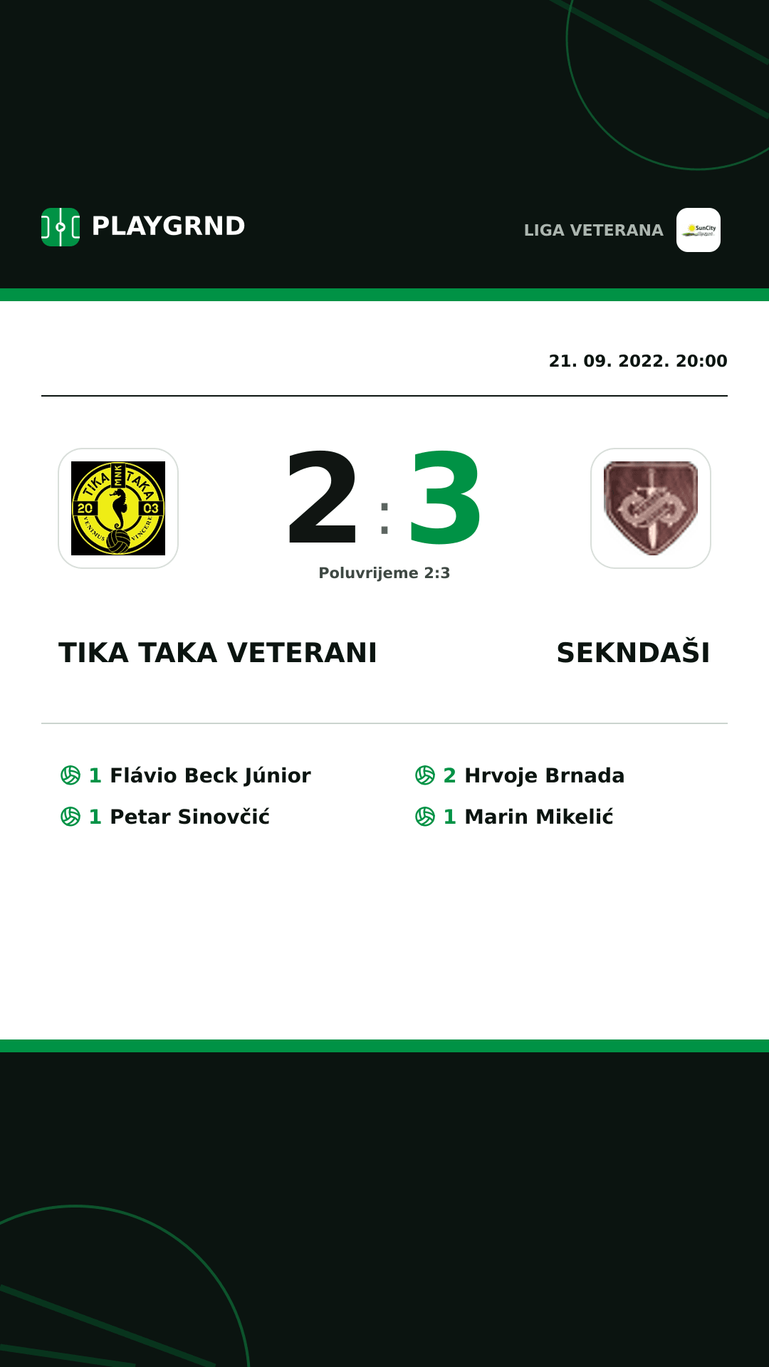 Instagram slika: Tika Taka Veterani 2:3 Sekndaši