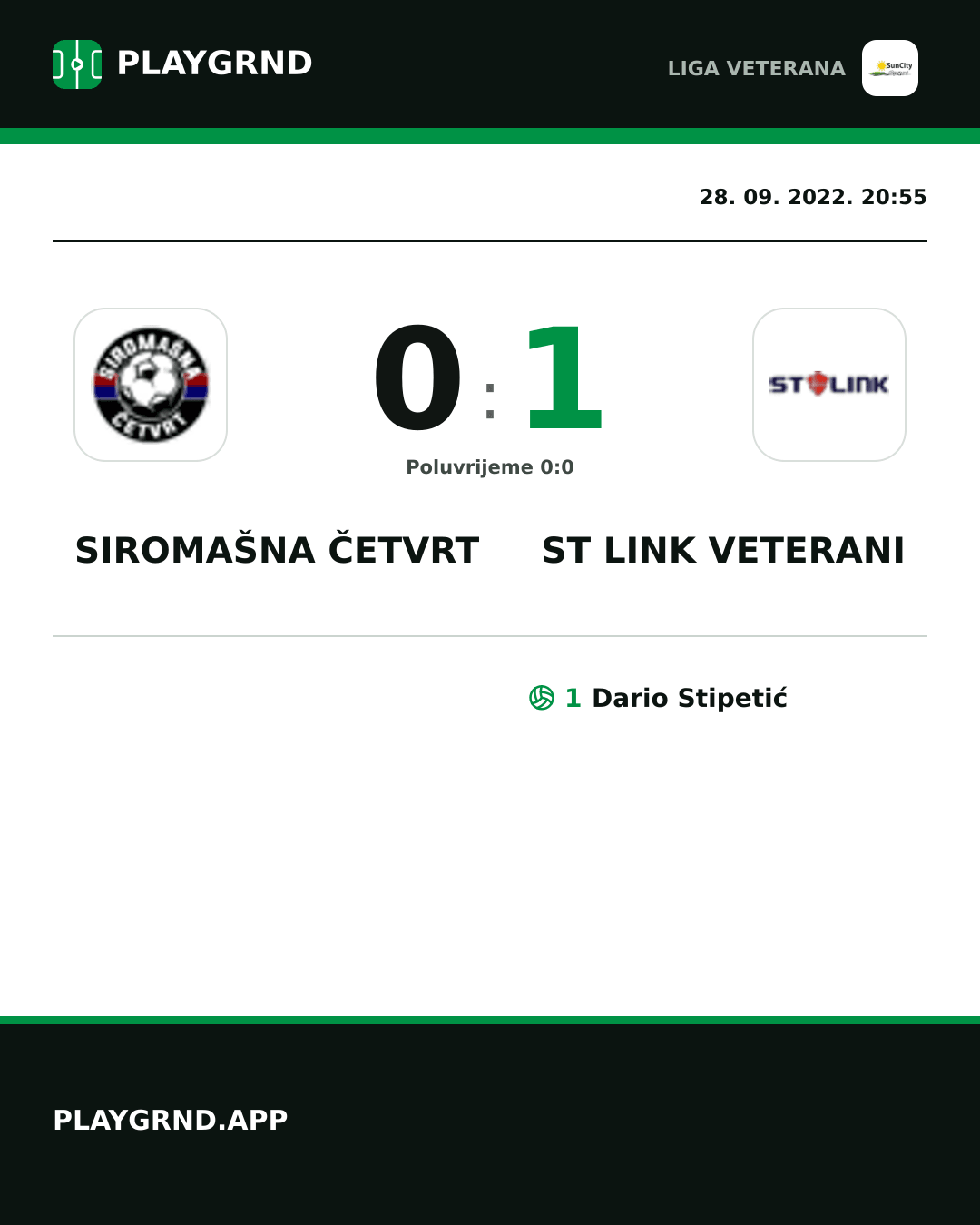 Instagram slika: Siromašna Četvrt 0:1 ST Link Veterani