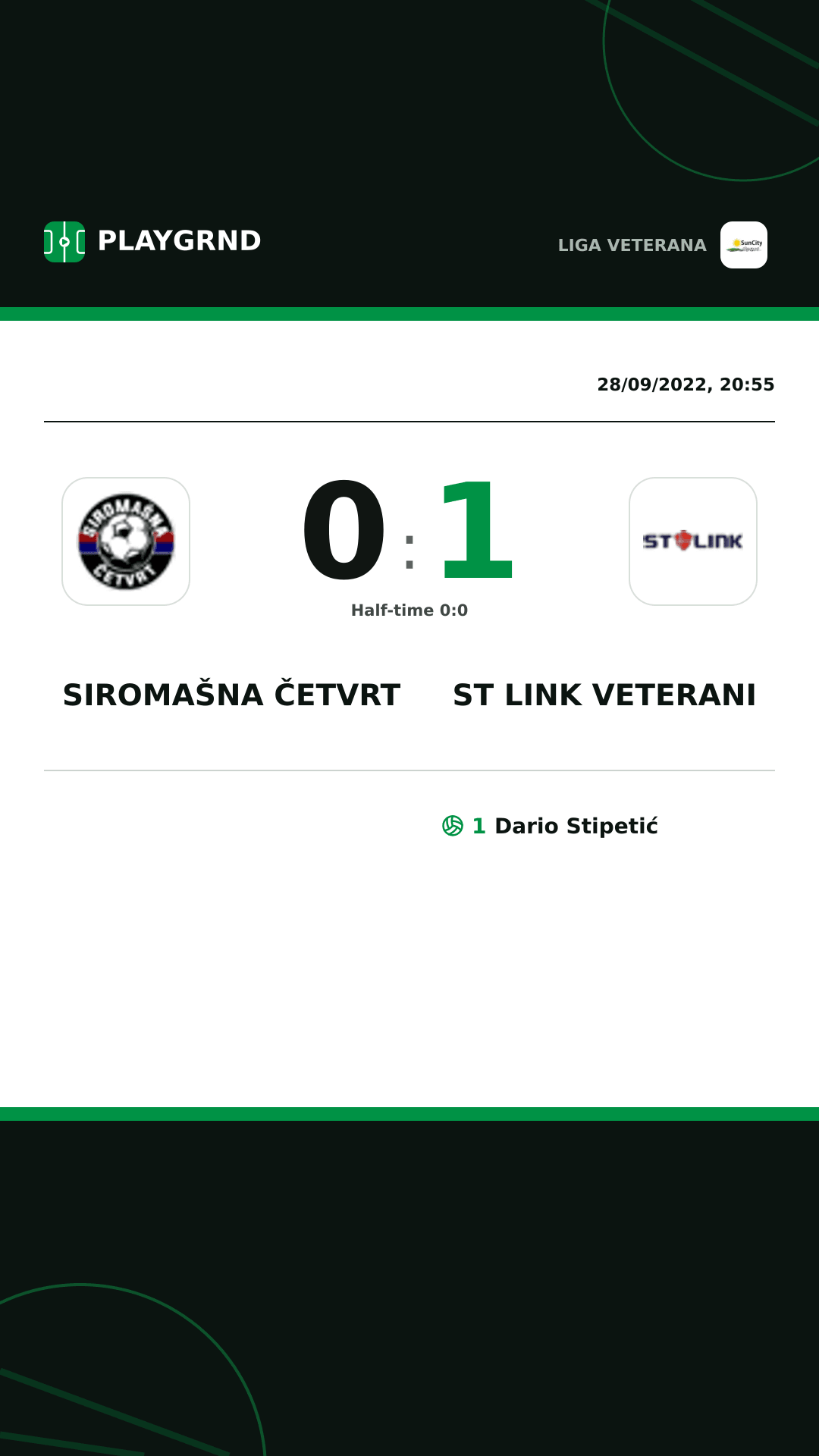 Instagram artwork: Siromašna Četvrt 0:1 ST Link Veterani