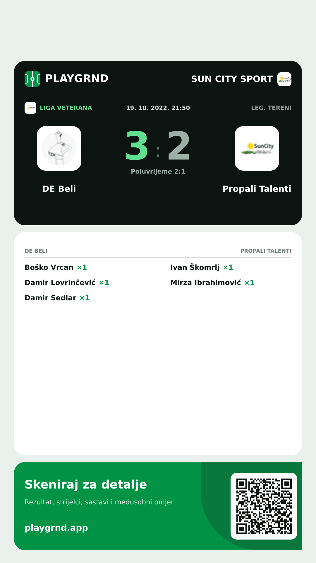 Story slika: DE Beli 3:2 Propali Talenti
