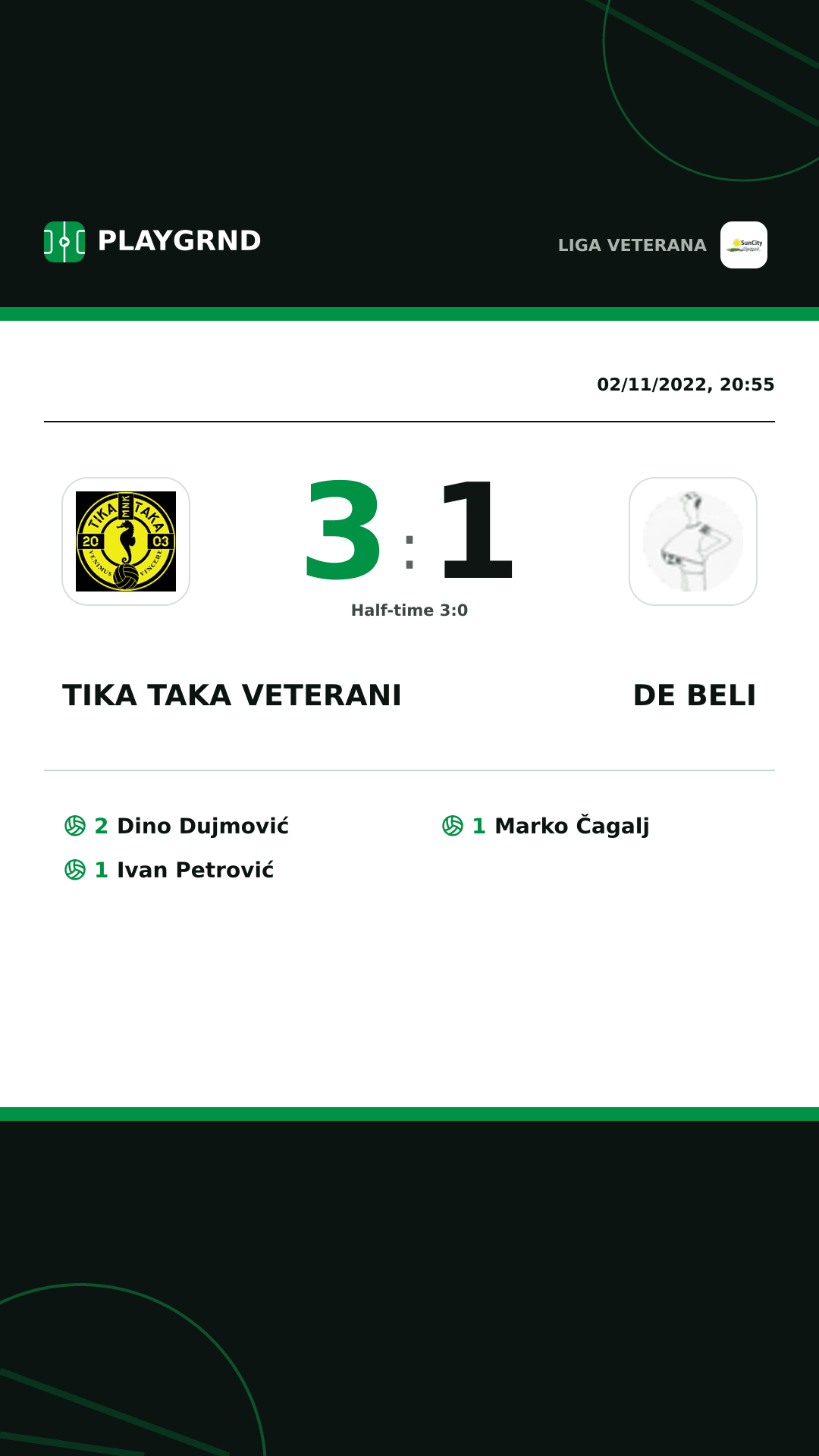 Instagram artwork: Tika Taka Veterani 3:1 DE Beli