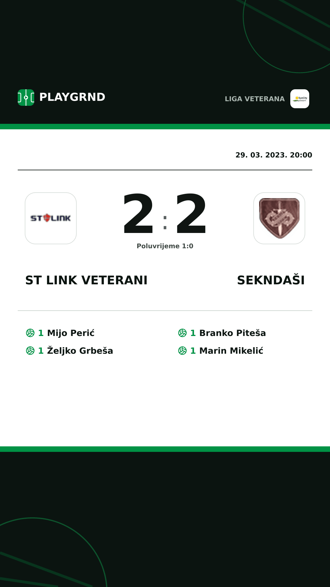 Instagram slika: ST Link Veterani 2:2 Sekndaši