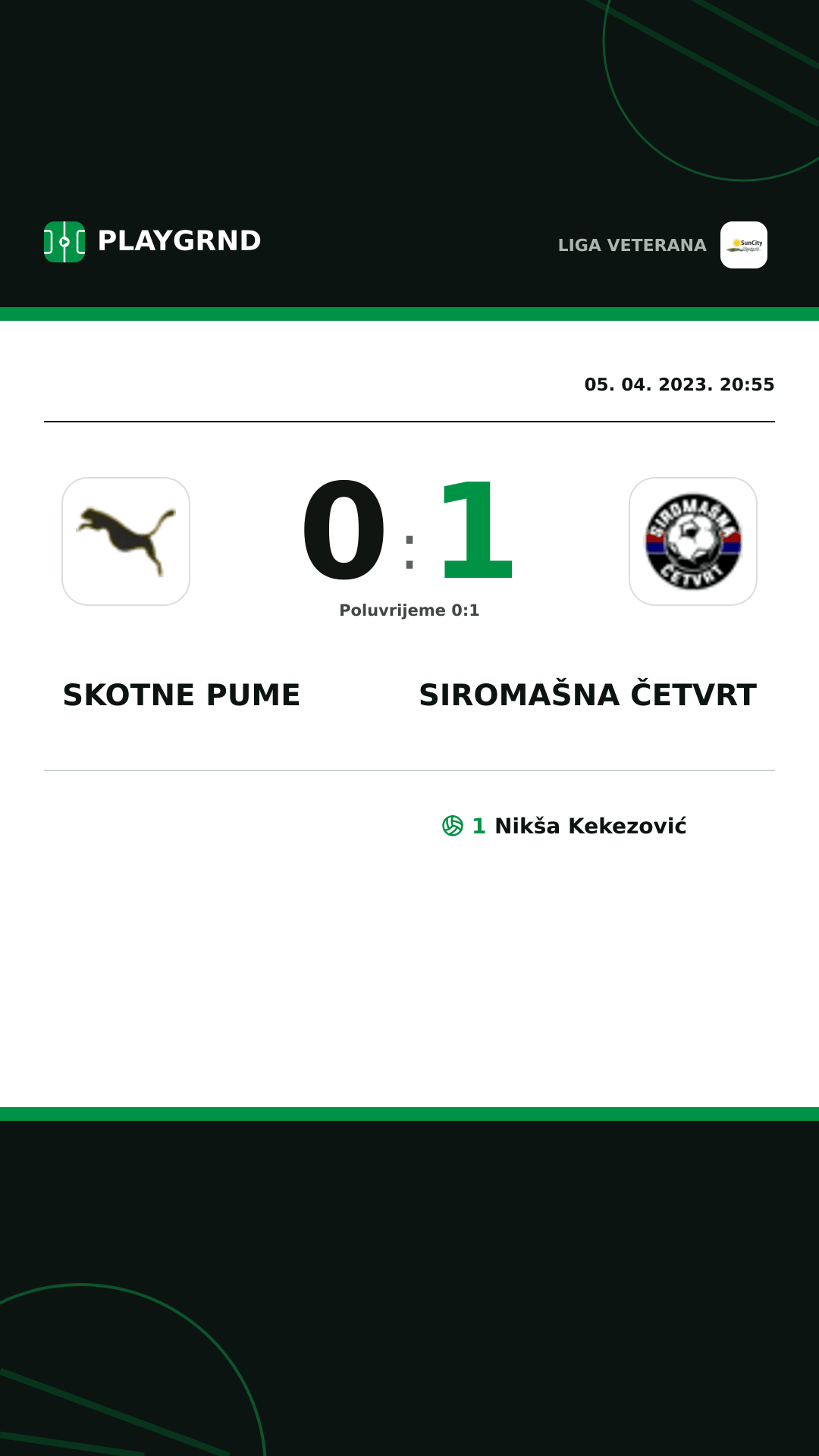 Instagram slika: Skotne Pume 0:1 Siromašna Četvrt