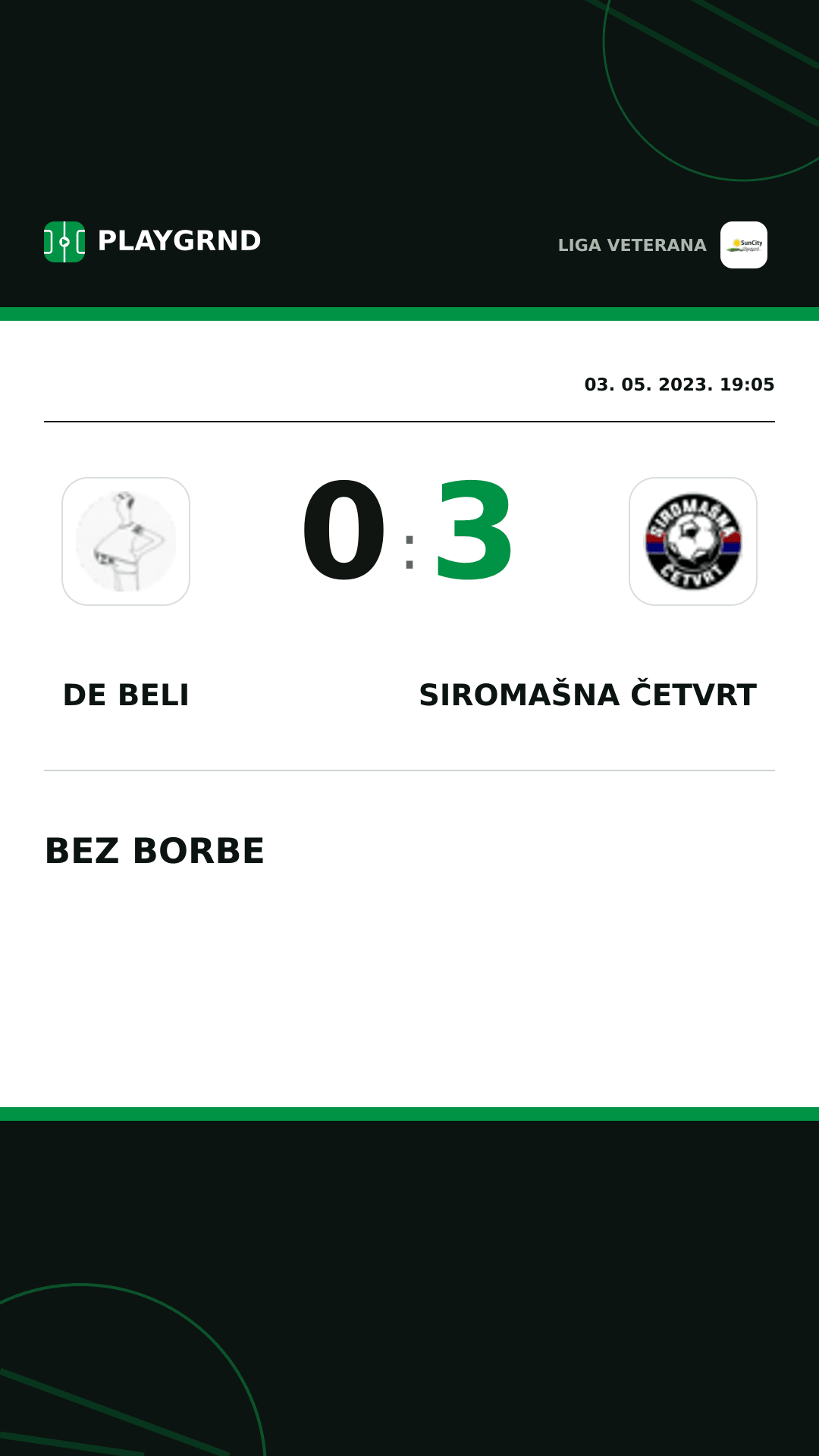 Instagram slika: DE Beli 0:3 Siromašna Četvrt