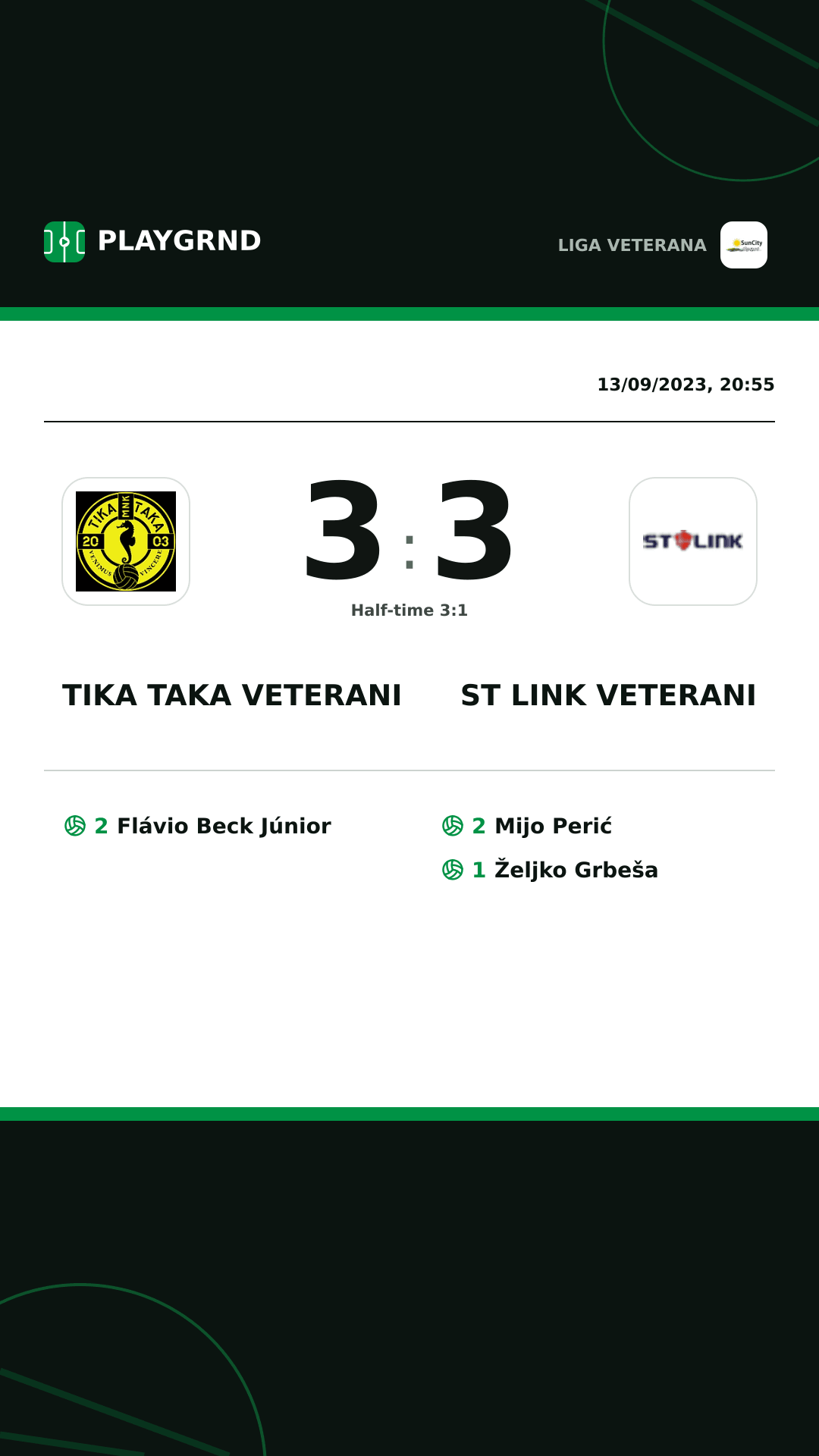 Instagram artwork: Tika Taka Veterani 3:3 ST Link Veterani
