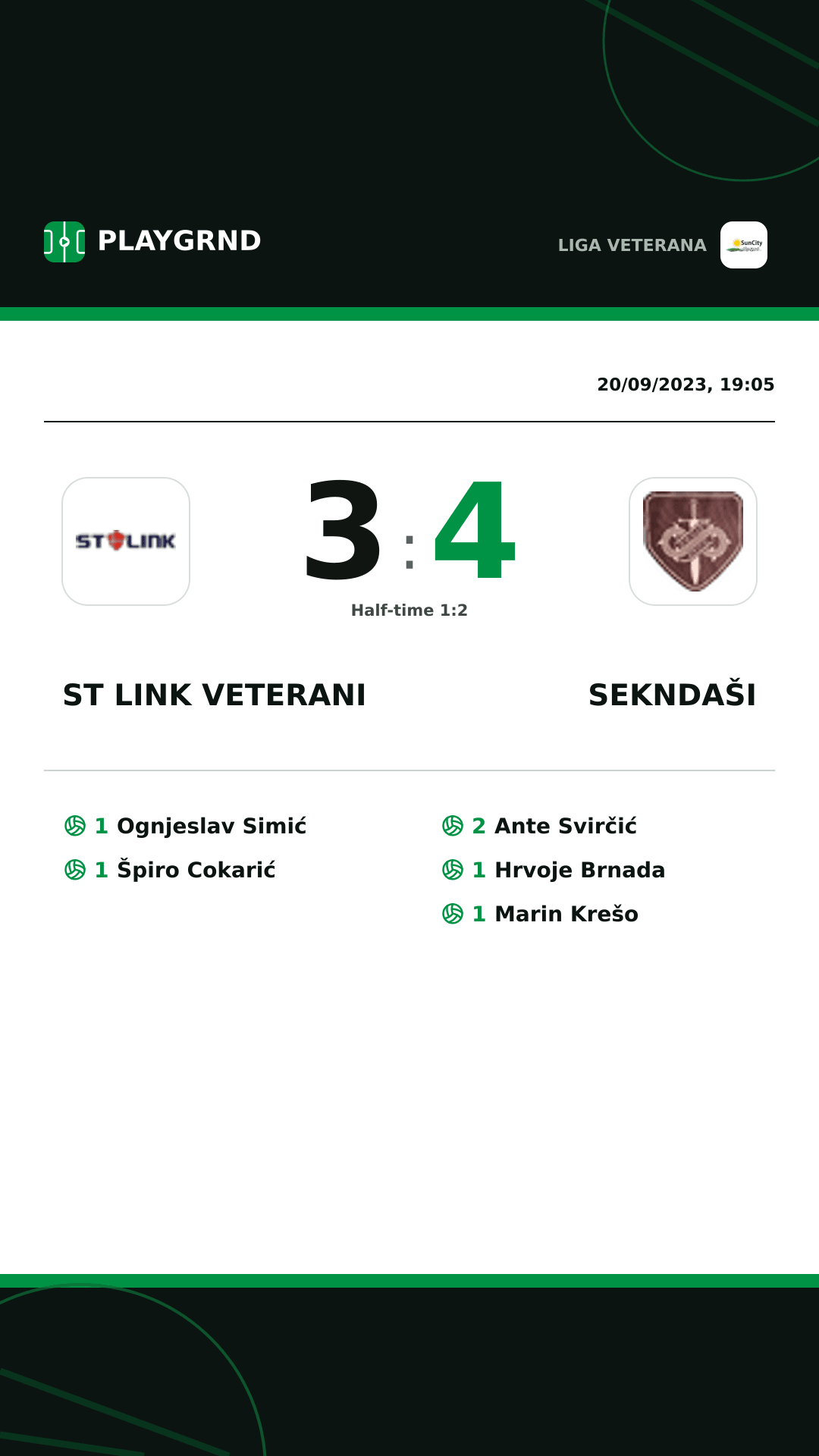 Instagram artwork: ST Link Veterani 3:4 Sekndaši