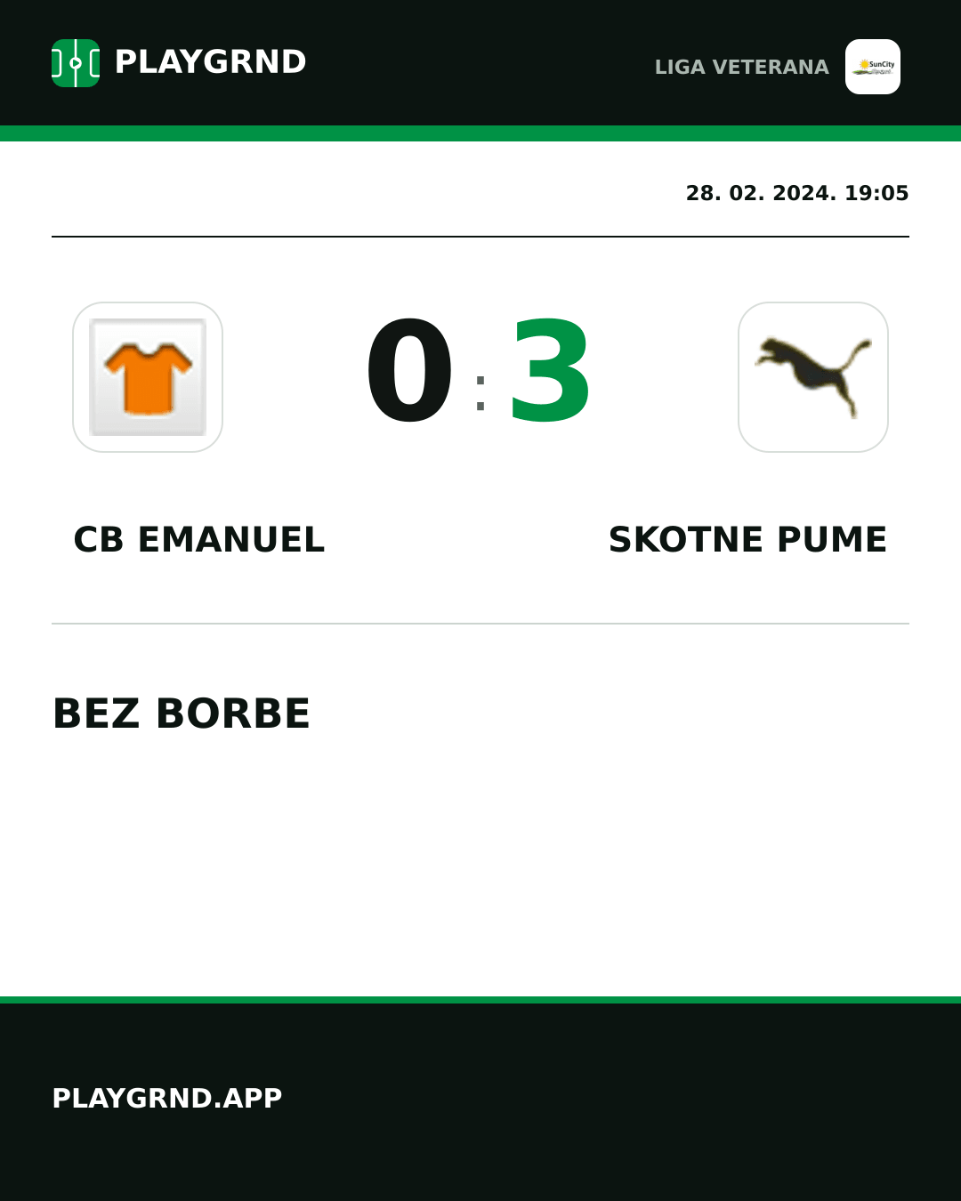 Instagram slika: CB Emanuel 0:3 Skotne Pume