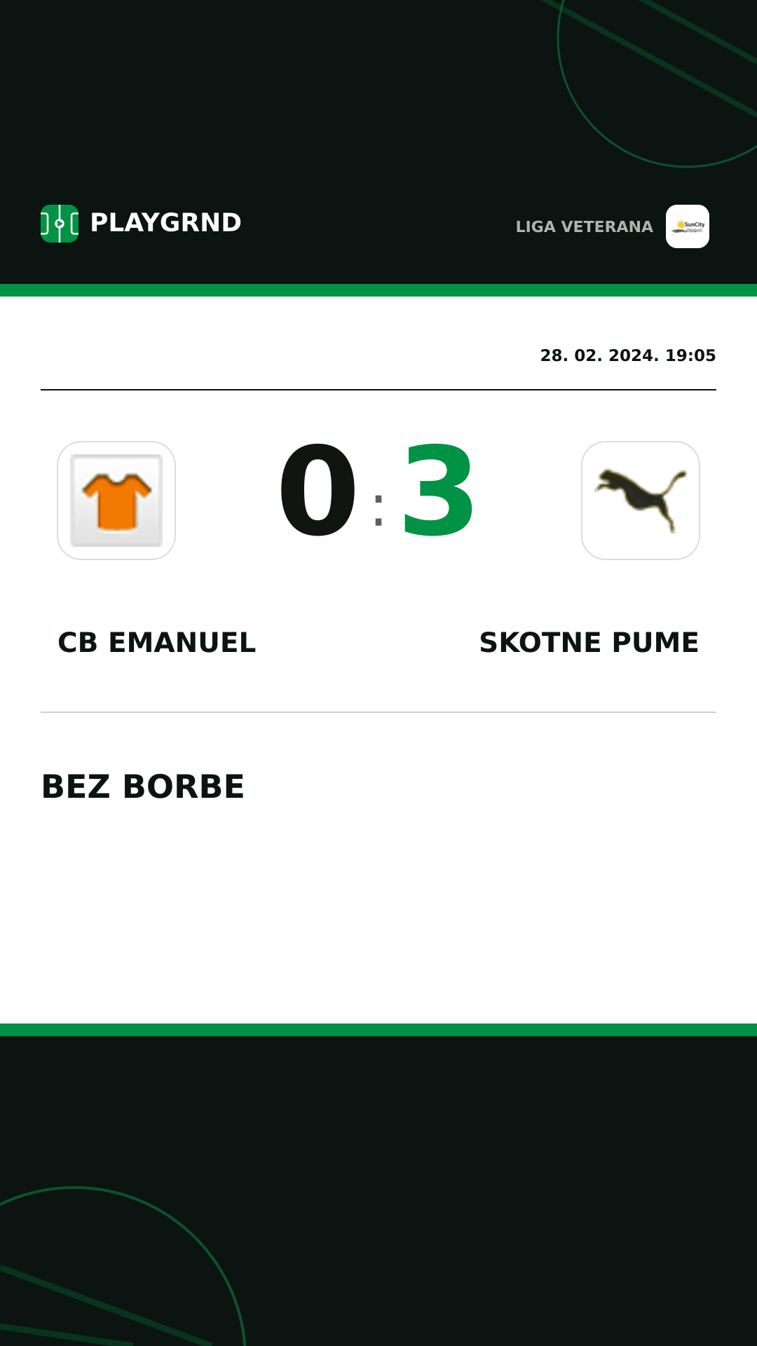 Instagram slika: CB Emanuel 0:3 Skotne Pume