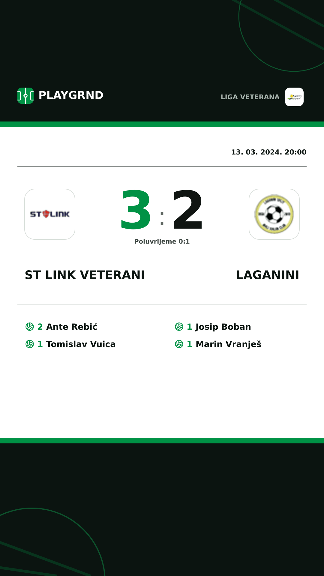 Instagram slika: ST Link Veterani 3:2 Laganini