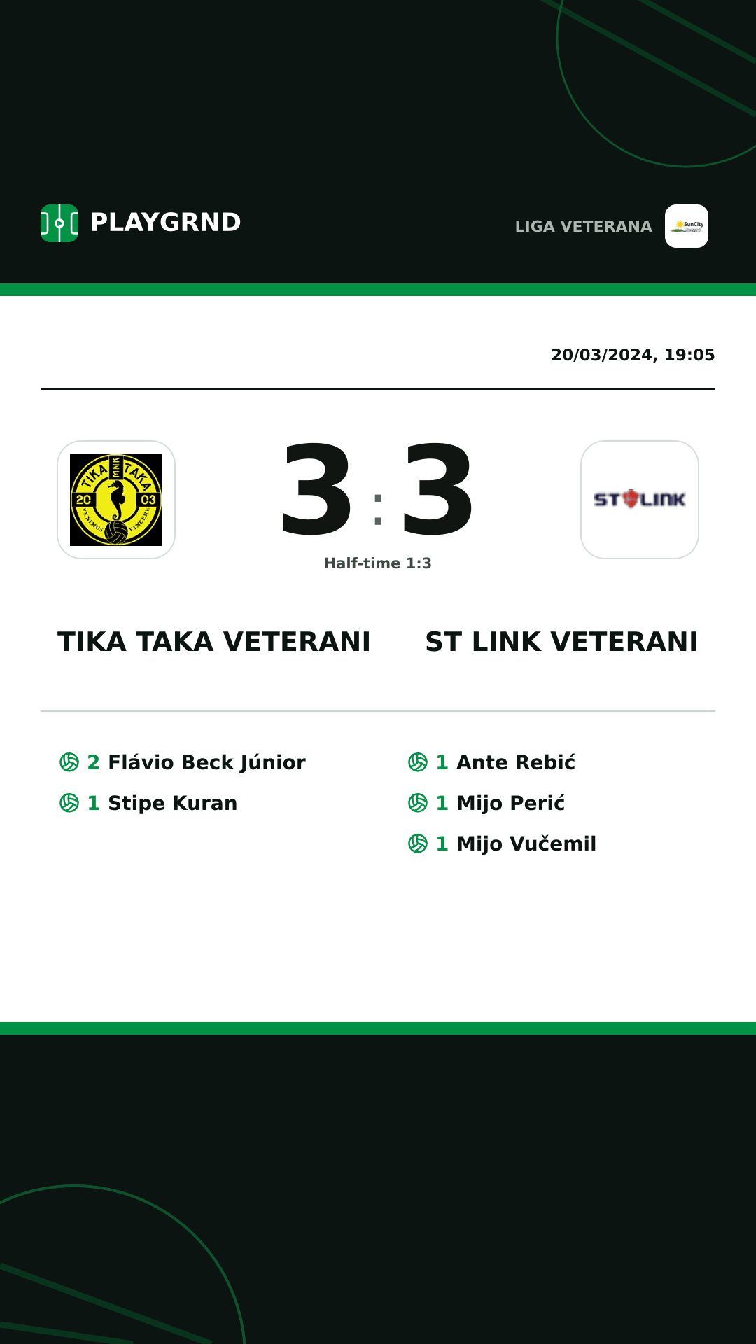 Instagram artwork: Tika Taka Veterani 3:3 ST Link Veterani