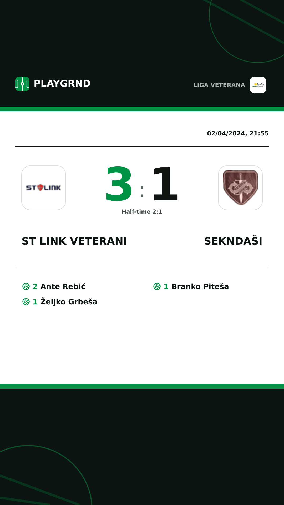 Instagram artwork: ST Link Veterani 3:1 Sekndaši