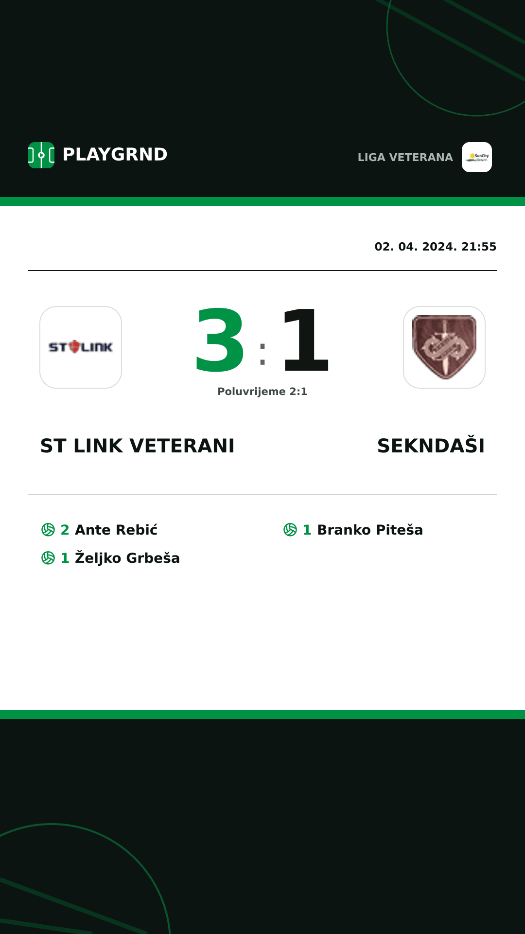 Instagram slika: ST Link Veterani 3:1 Sekndaši