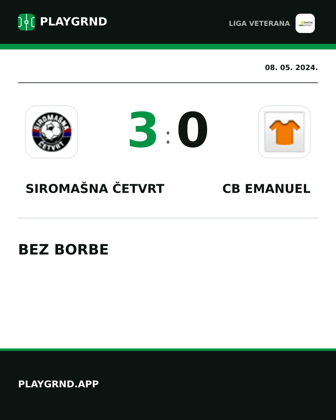 Instagram slika: Siromašna Četvrt 3:0 CB Emanuel