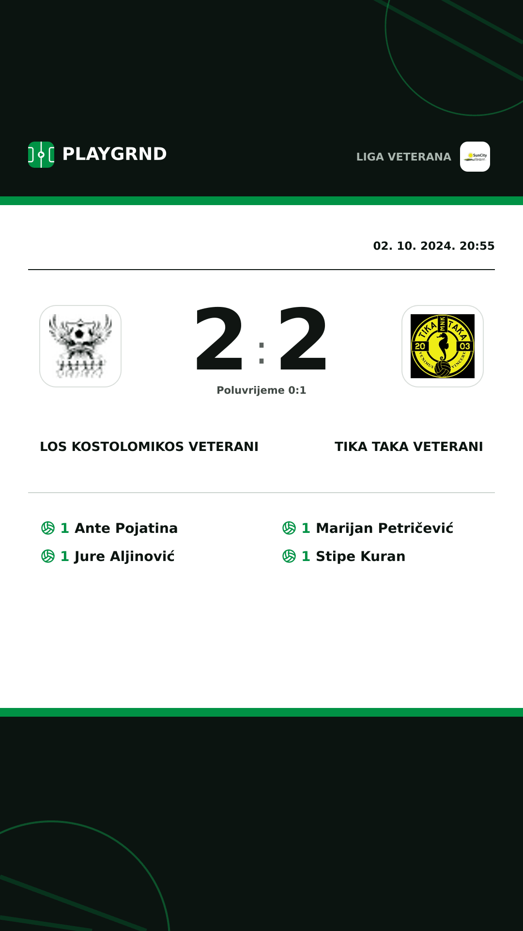Instagram slika: Los Kostolomikos Veterani 2:2 Tika Taka Veterani