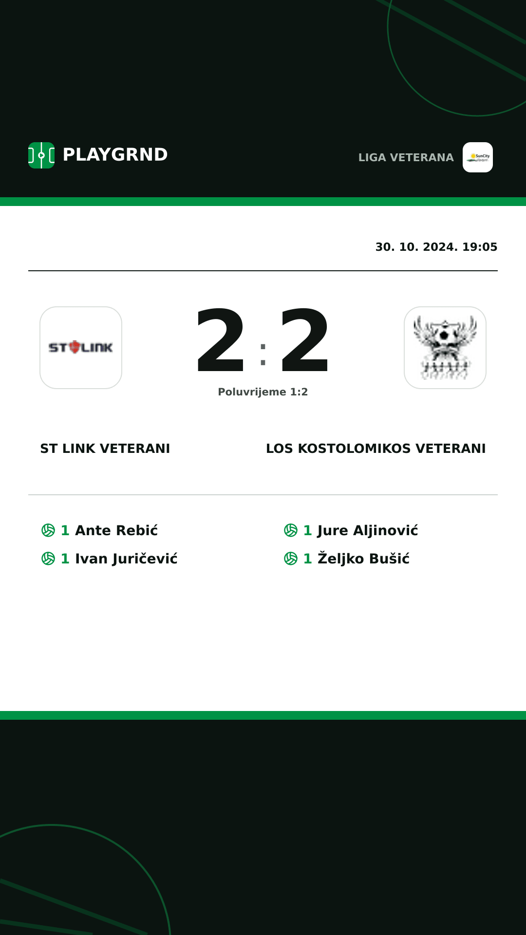 Instagram slika: ST Link Veterani 2:2 Los Kostolomikos Veterani