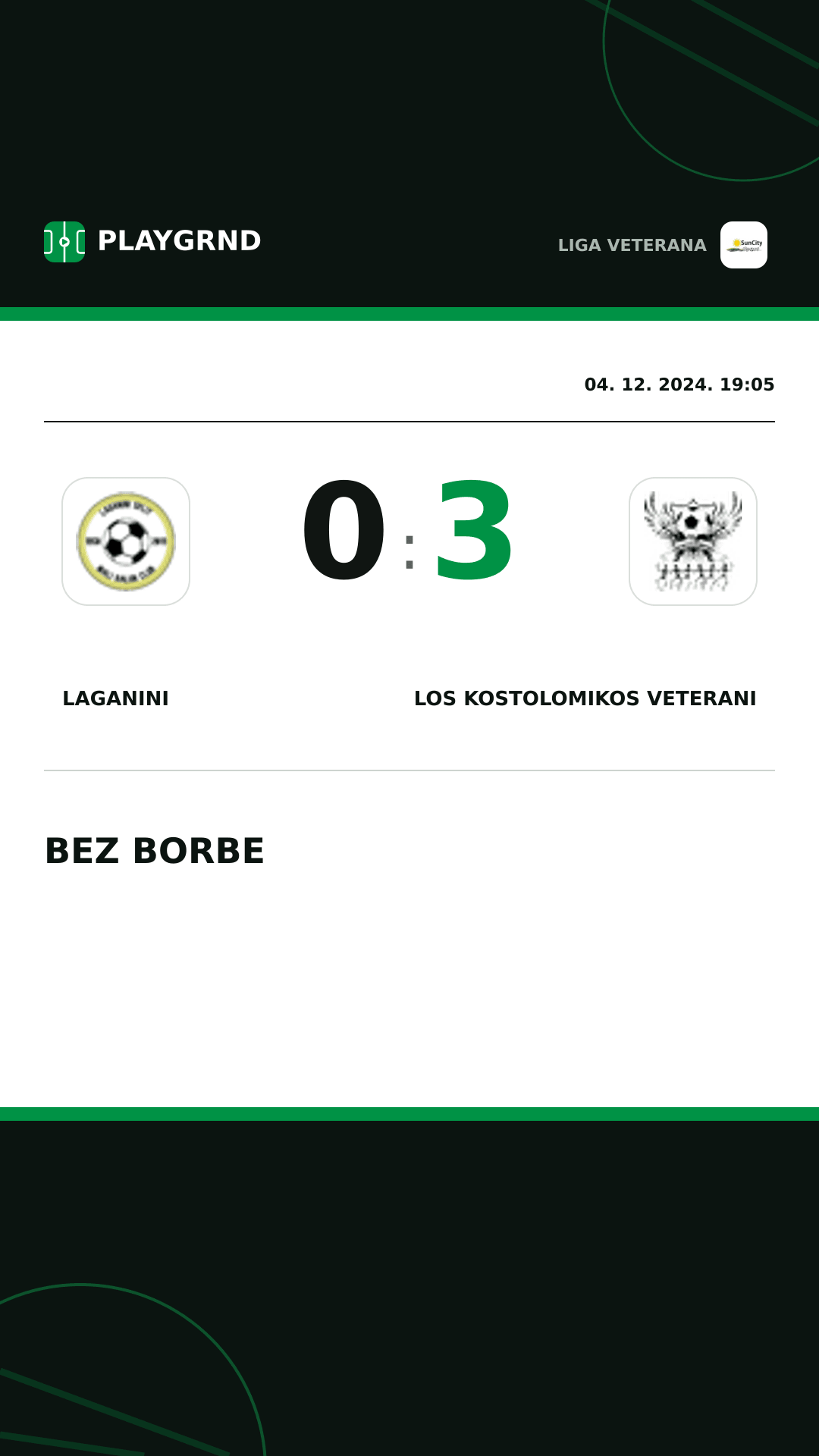 Instagram slika: Laganini 0:3 Los Kostolomikos Veterani