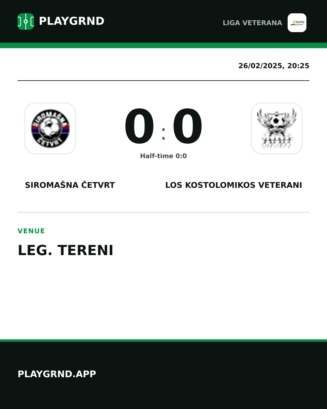 Instagram artwork: Siromašna Četvrt 0:0 Los Kostolomikos Veterani