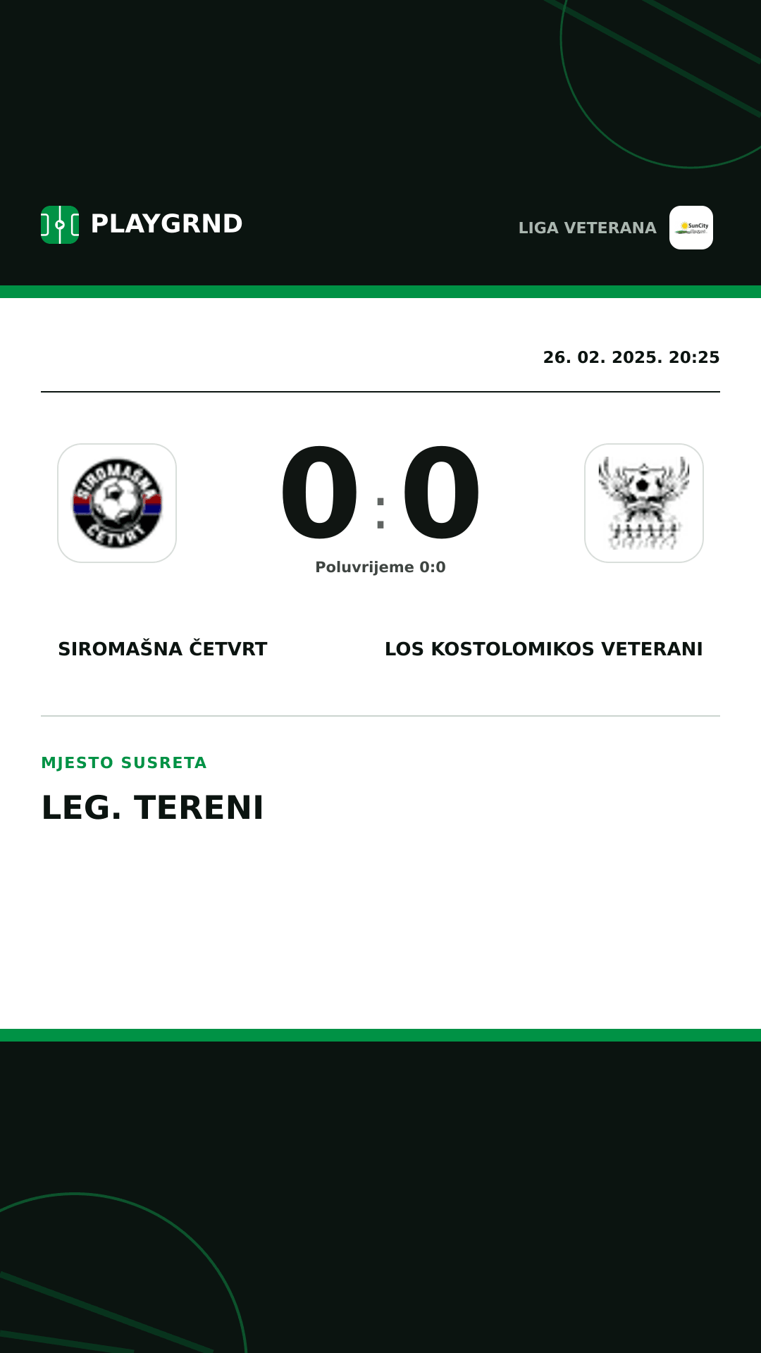 Instagram slika: Siromašna Četvrt 0:0 Los Kostolomikos Veterani
