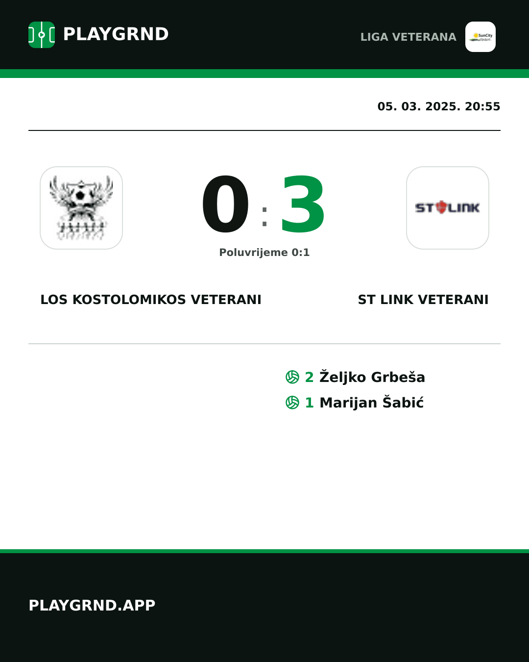 Instagram slika: Los Kostolomikos Veterani 0:3 ST Link Veterani