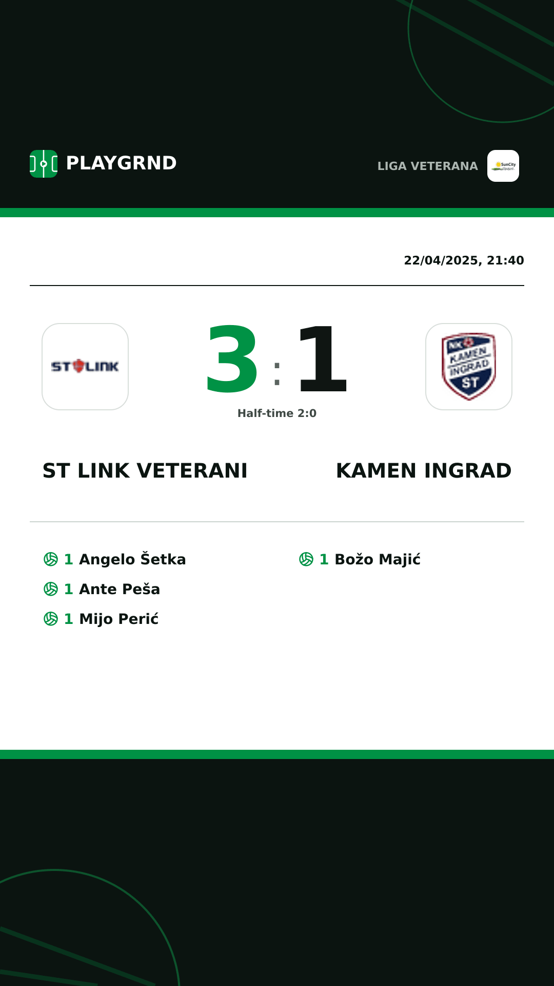 Instagram artwork: ST Link Veterani 3:1 Kamen Ingrad