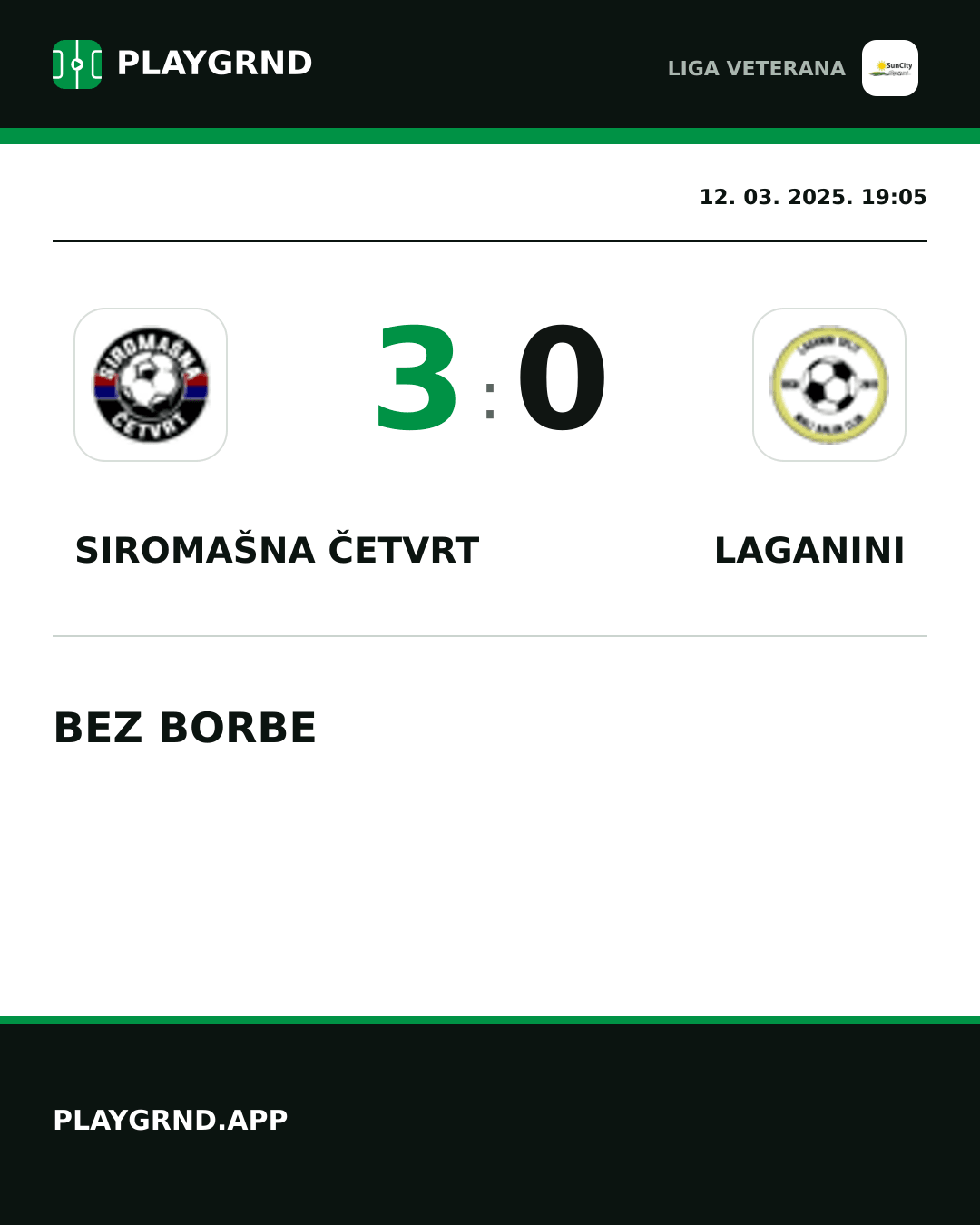 Instagram slika: Siromašna Četvrt 3:0 Laganini