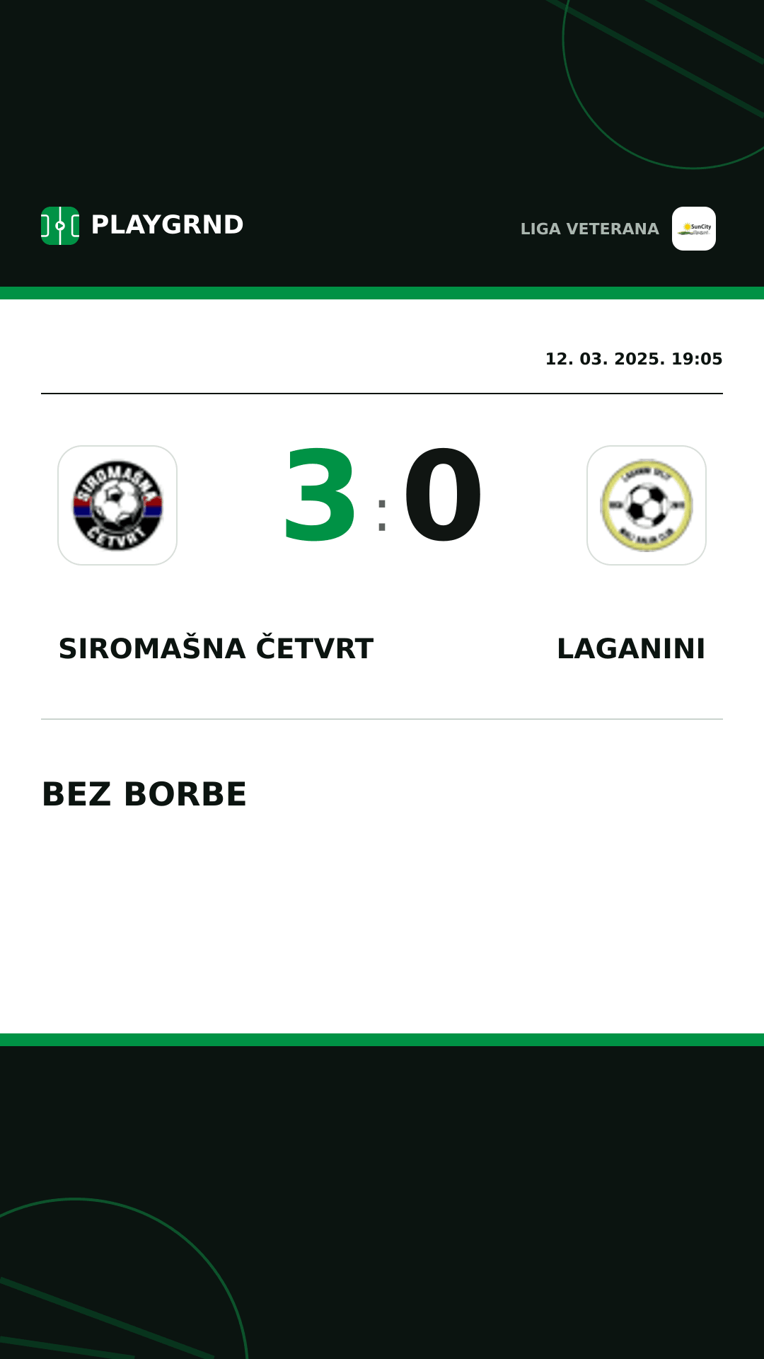 Instagram slika: Siromašna Četvrt 3:0 Laganini