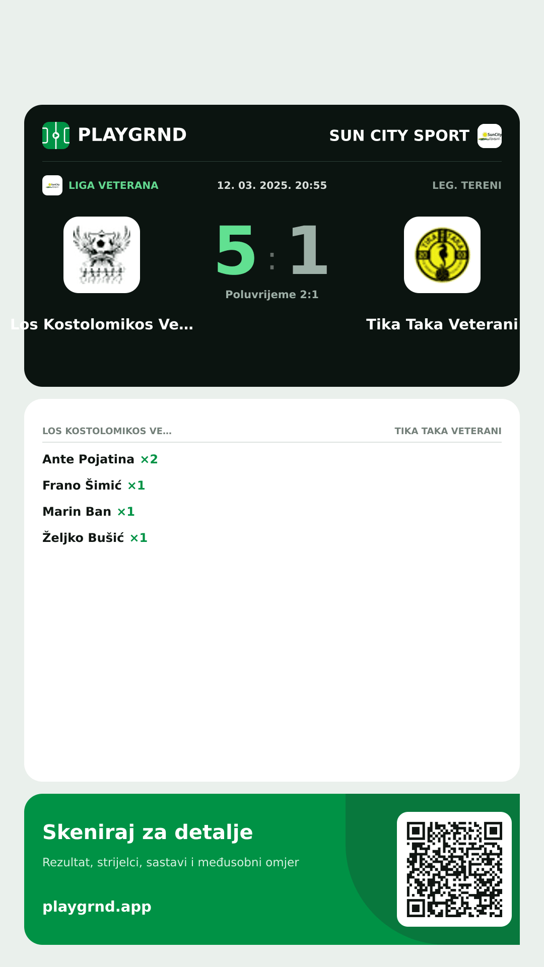 Story slika: Los Kostolomikos Veterani 5:1 Tika Taka Veterani