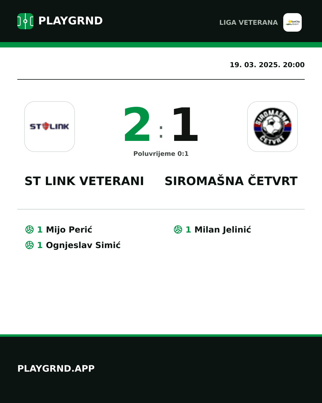 Instagram slika: ST Link Veterani 2:1 Siromašna Četvrt