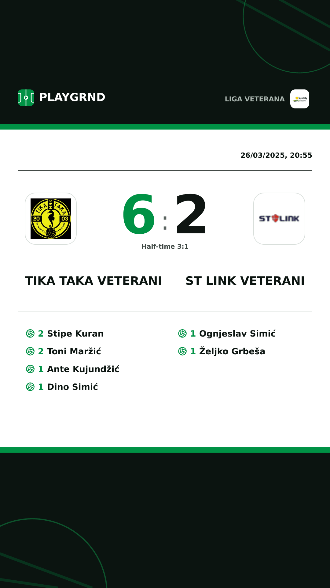 Instagram artwork: Tika Taka Veterani 6:2 ST Link Veterani