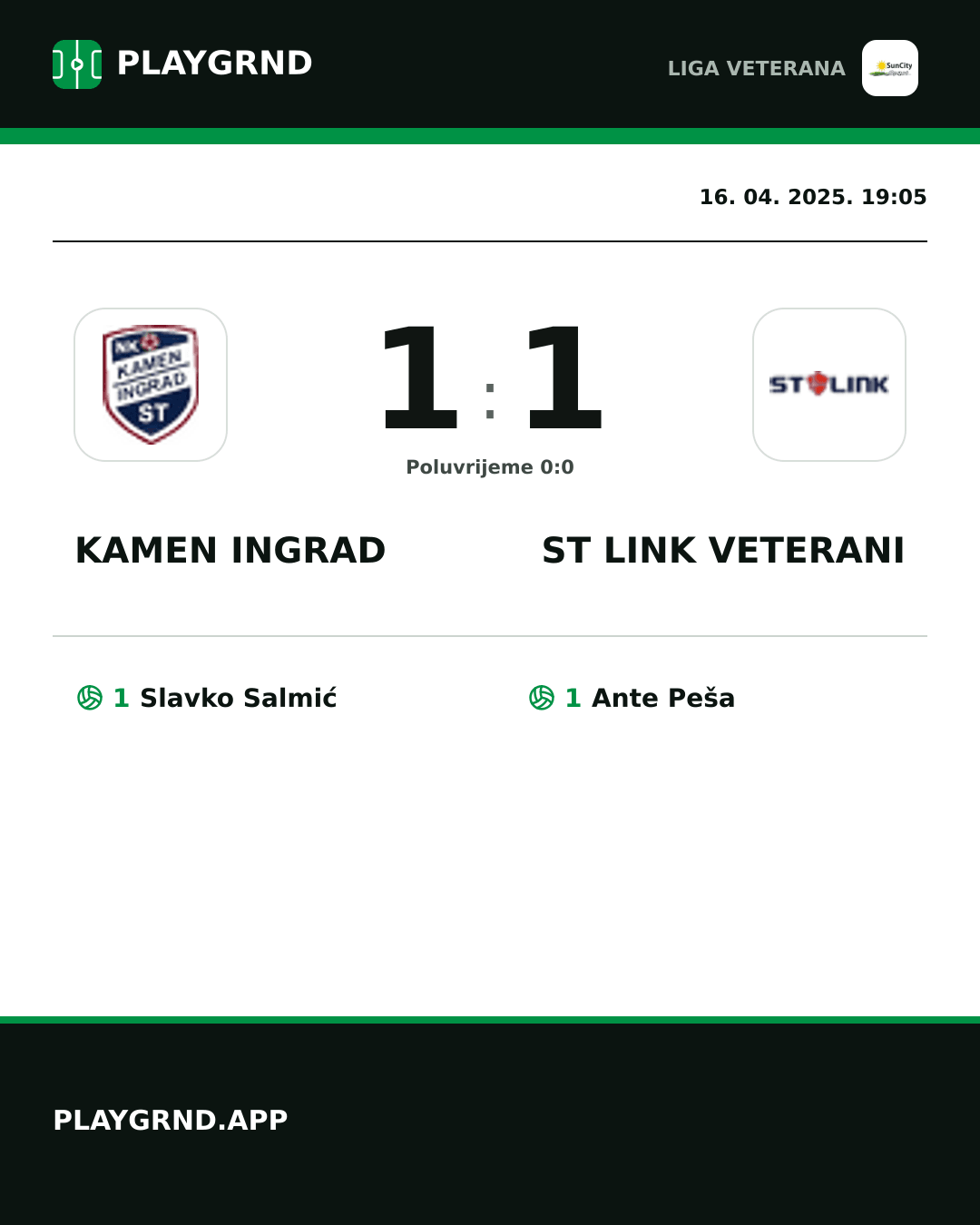 Instagram slika: Kamen Ingrad 1:1 ST Link Veterani