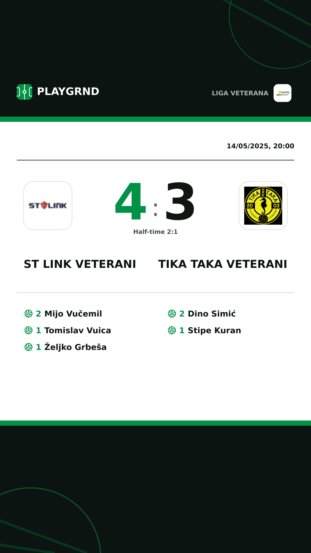Instagram artwork: ST Link Veterani 4:3 Tika Taka Veterani